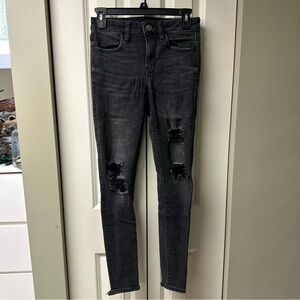 American Eagle Outfitters Black Distressed Women Skinny Jeans Size 2 Regular